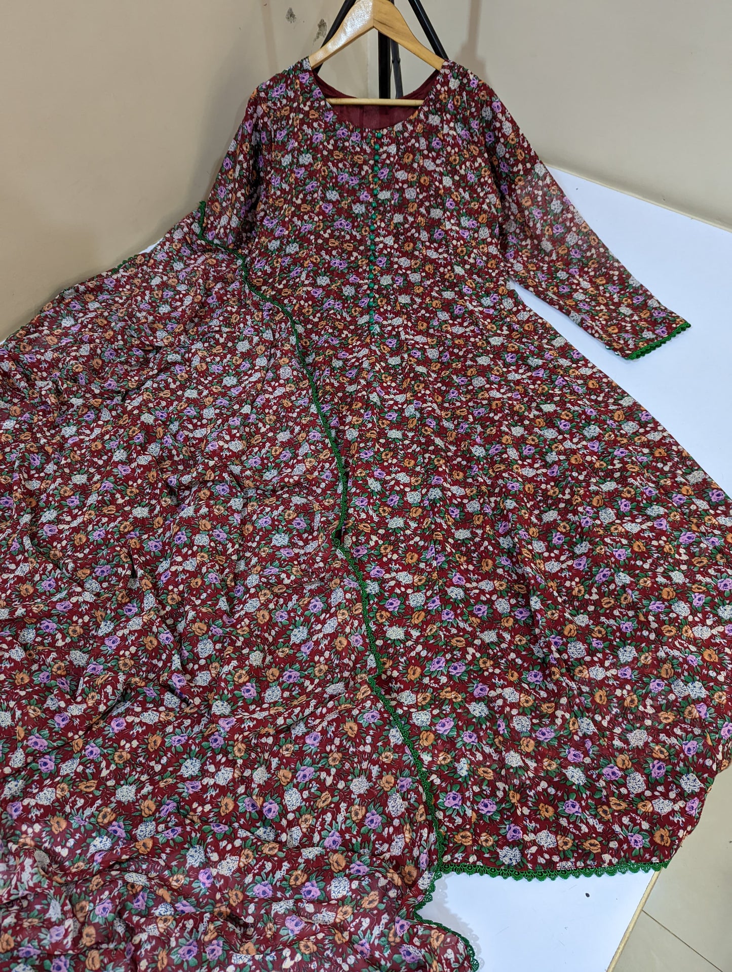 Chiffon Floral Maxi & Dupatta