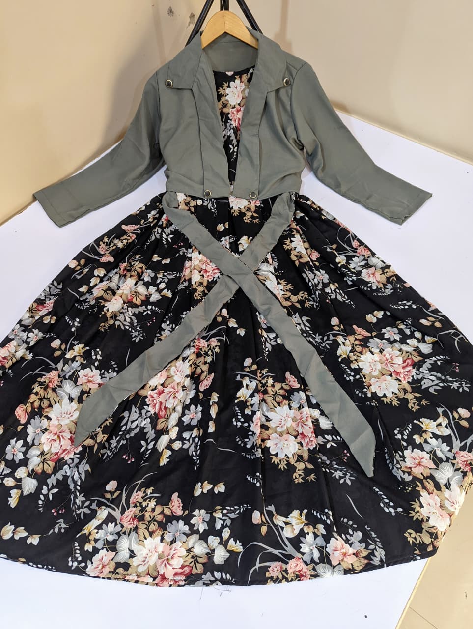 Black-Gray Coat Maxi