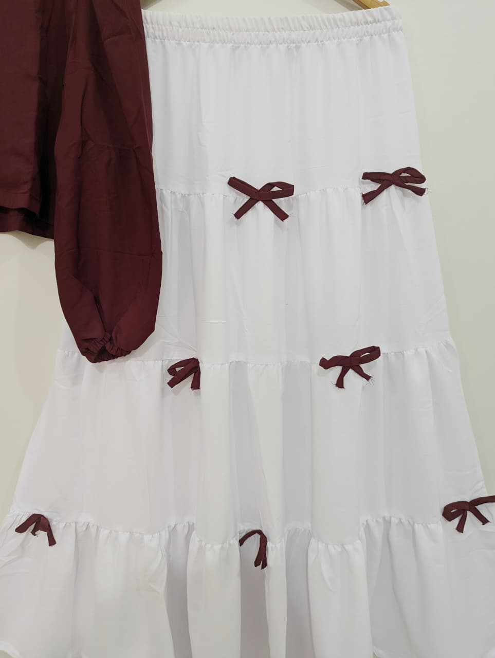 Maroon Bow Skirt & Top