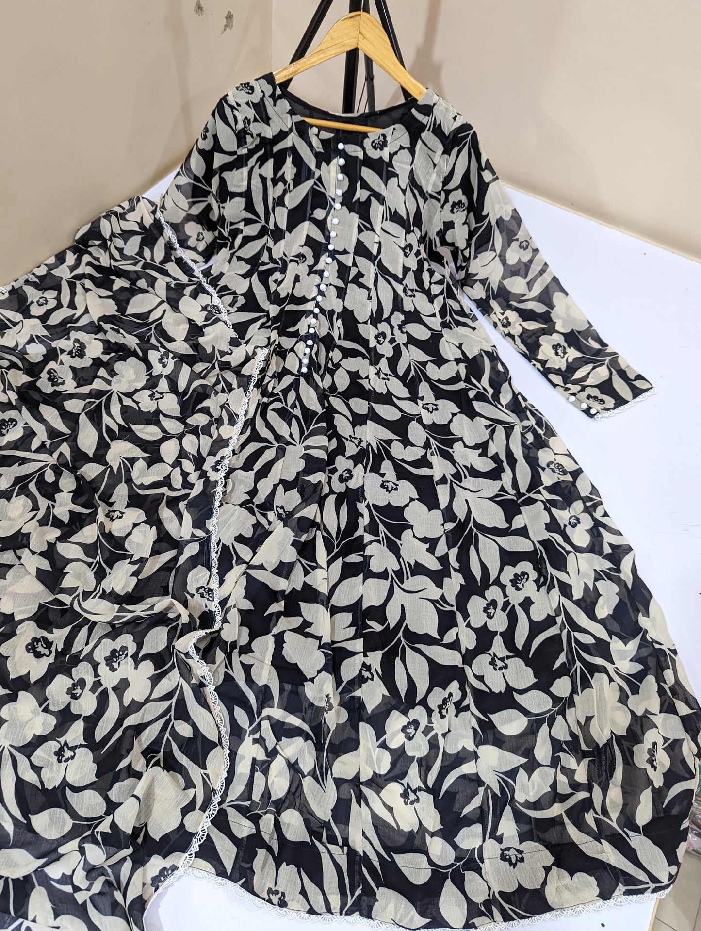 Chiffon Floral Maxi & Dupatta