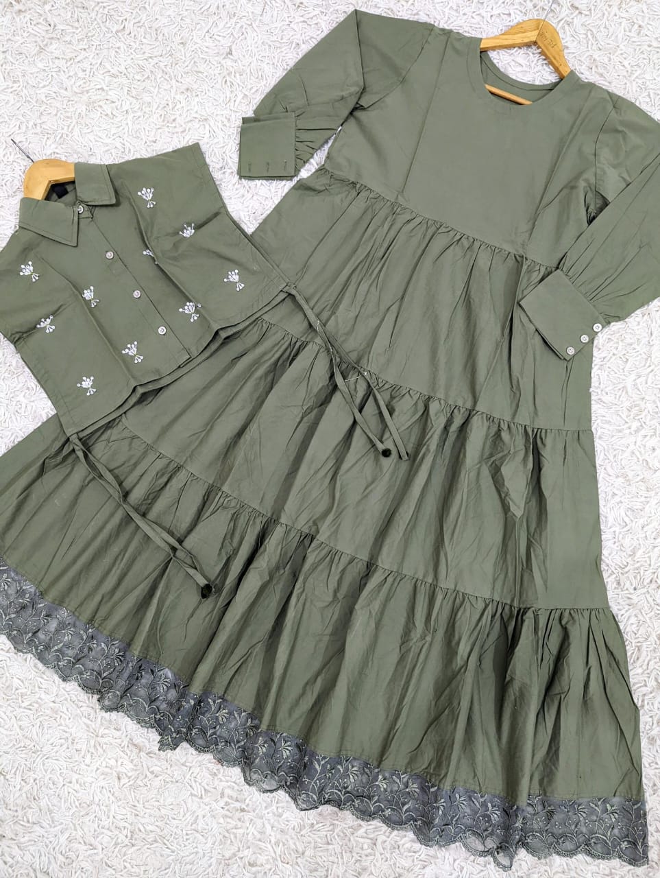 Embroidered Long Frill & Jacket
