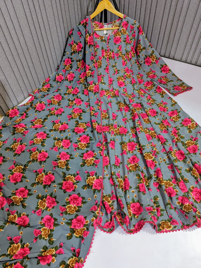 Floral Printed Dupatta Maxi
