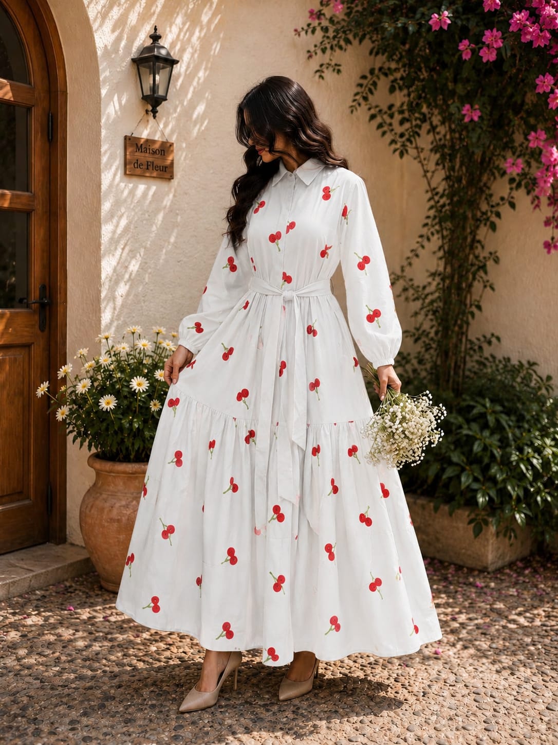 Cherry Embroidered Maxi