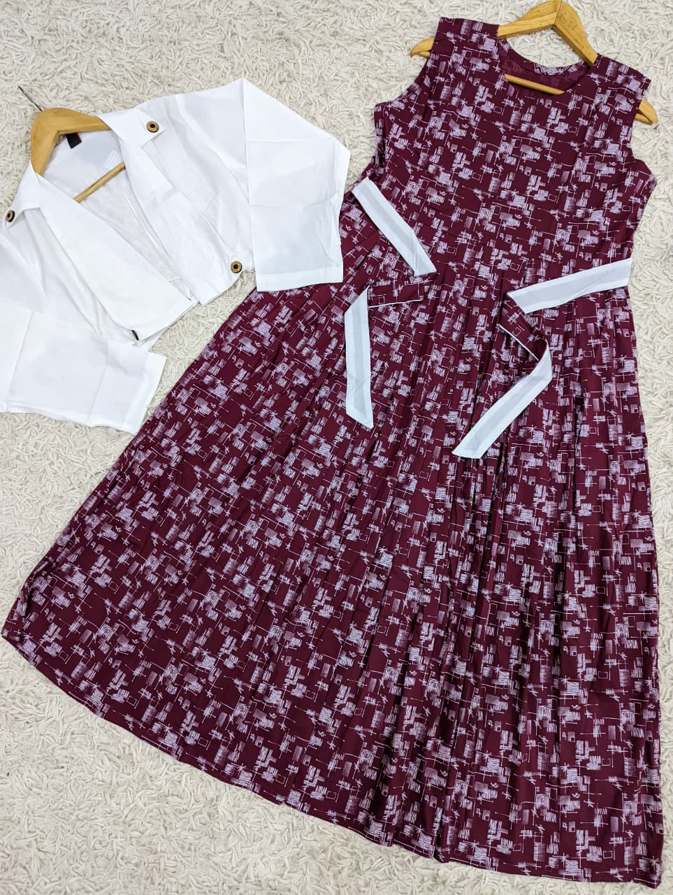 Elegant Print Coat Maxi