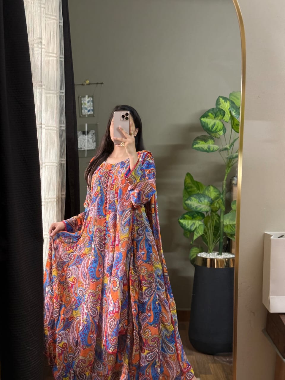 Chiffon Floral Maxi & Dupatta