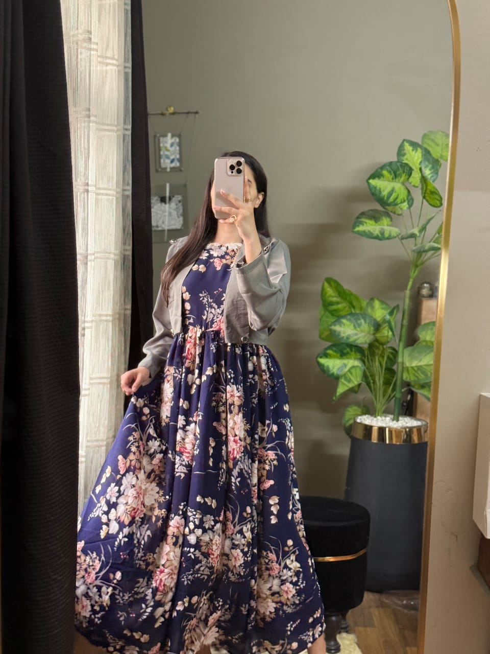 Black-Gray Coat Maxi