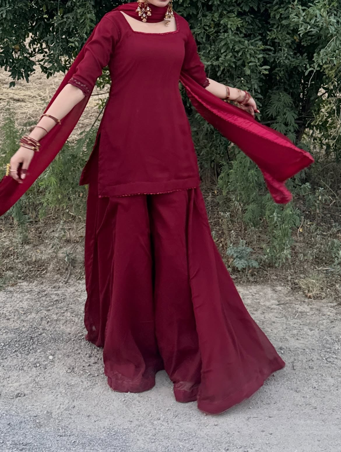 Maroon Sharara Suit