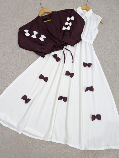 Elegant Bow Two-Piece Dress Set