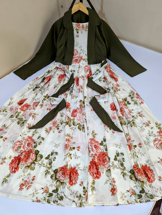 PRINTED MAXI WITH COAT SET