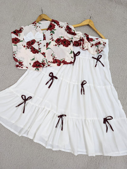 Printed Top & Skirt