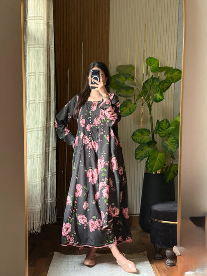 Floral Printed Dupatta Maxi