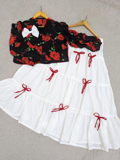 Printed Top & Skirt