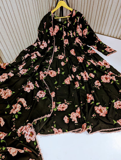 Floral Printed Dupatta Maxi