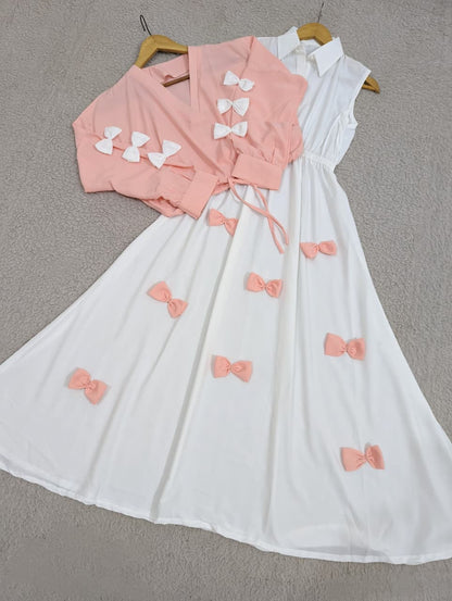 Elegant Bow Two-Piece Dress Set