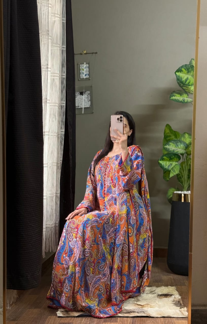 Chiffon Floral Maxi & Dupatta