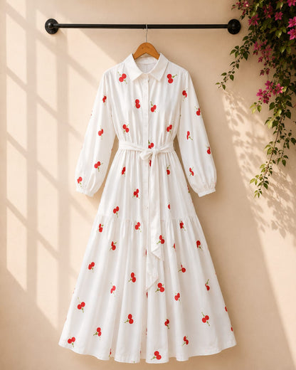 Cherry Embroidered Maxi
