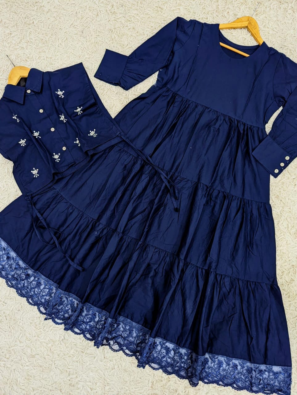 Embroidered Long Frill & Jacket