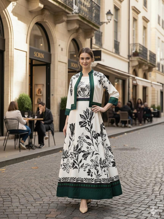 Floral Printed Dress with Jacket