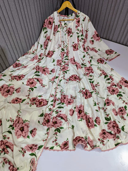 Floral Printed Dupatta Maxi