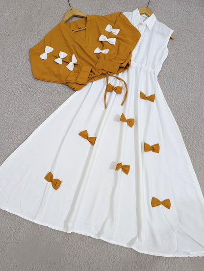 Elegant Bow Two-Piece Dress Set