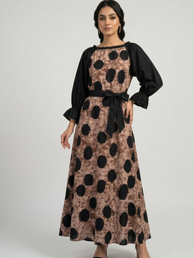 Polka Dot Hand Embellished Maxi
