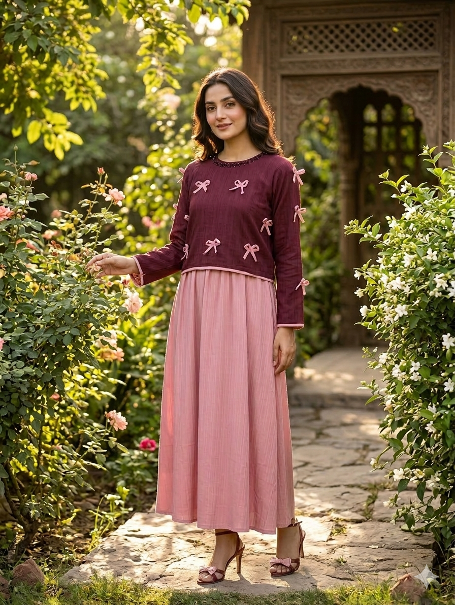 Embroidered Bow Maxi