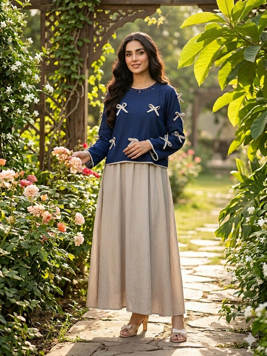 Embroidered Bow Maxi