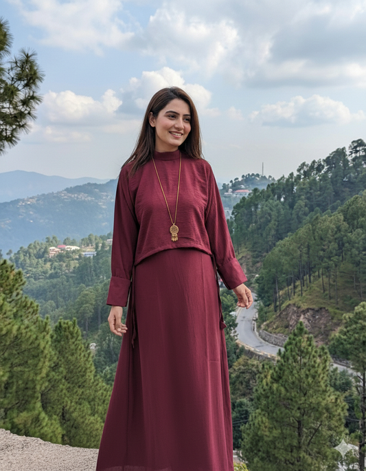 Solid Maxi & Coat With Pendent