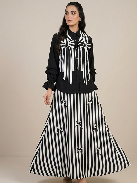 Zebra Bow Skirt Set