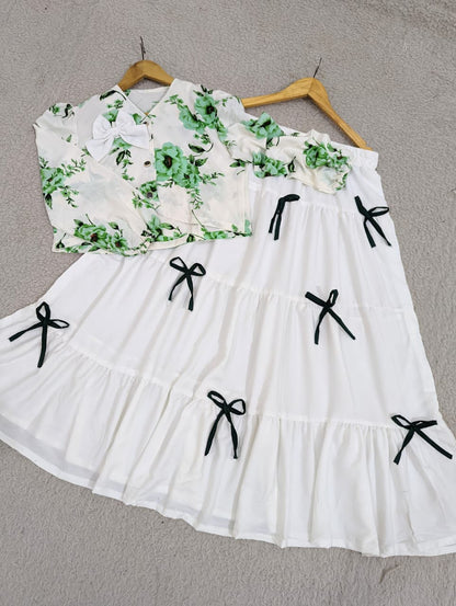 Printed Top & Skirt