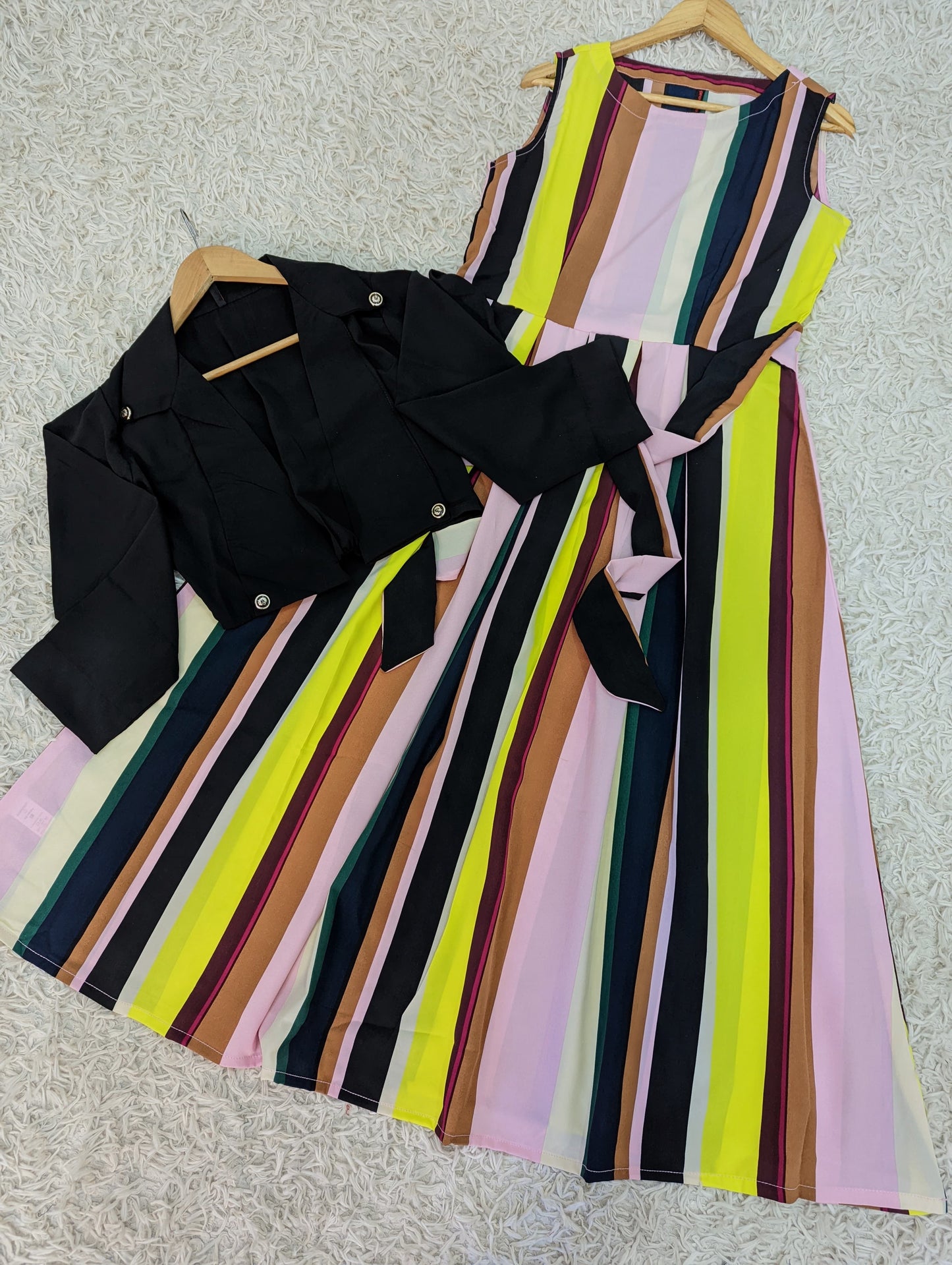 PRINTED MAXI WITH COAT SET