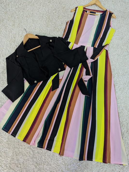 PRINTED MAXI WITH COAT SET