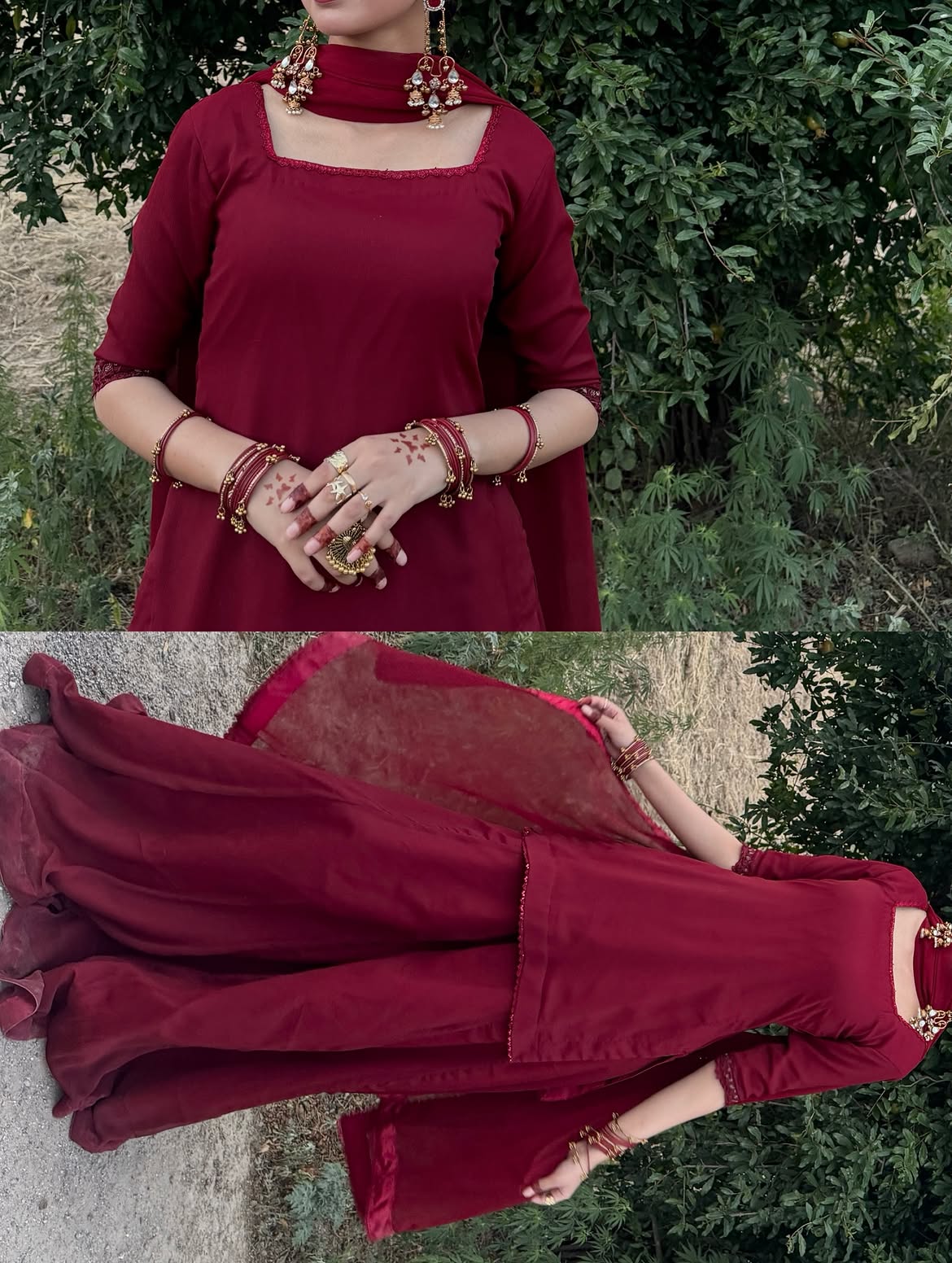 Maroon Sharara Suit