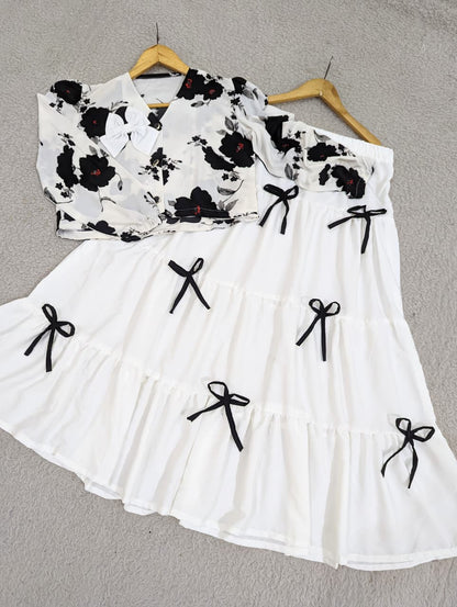 Printed Top & Skirt