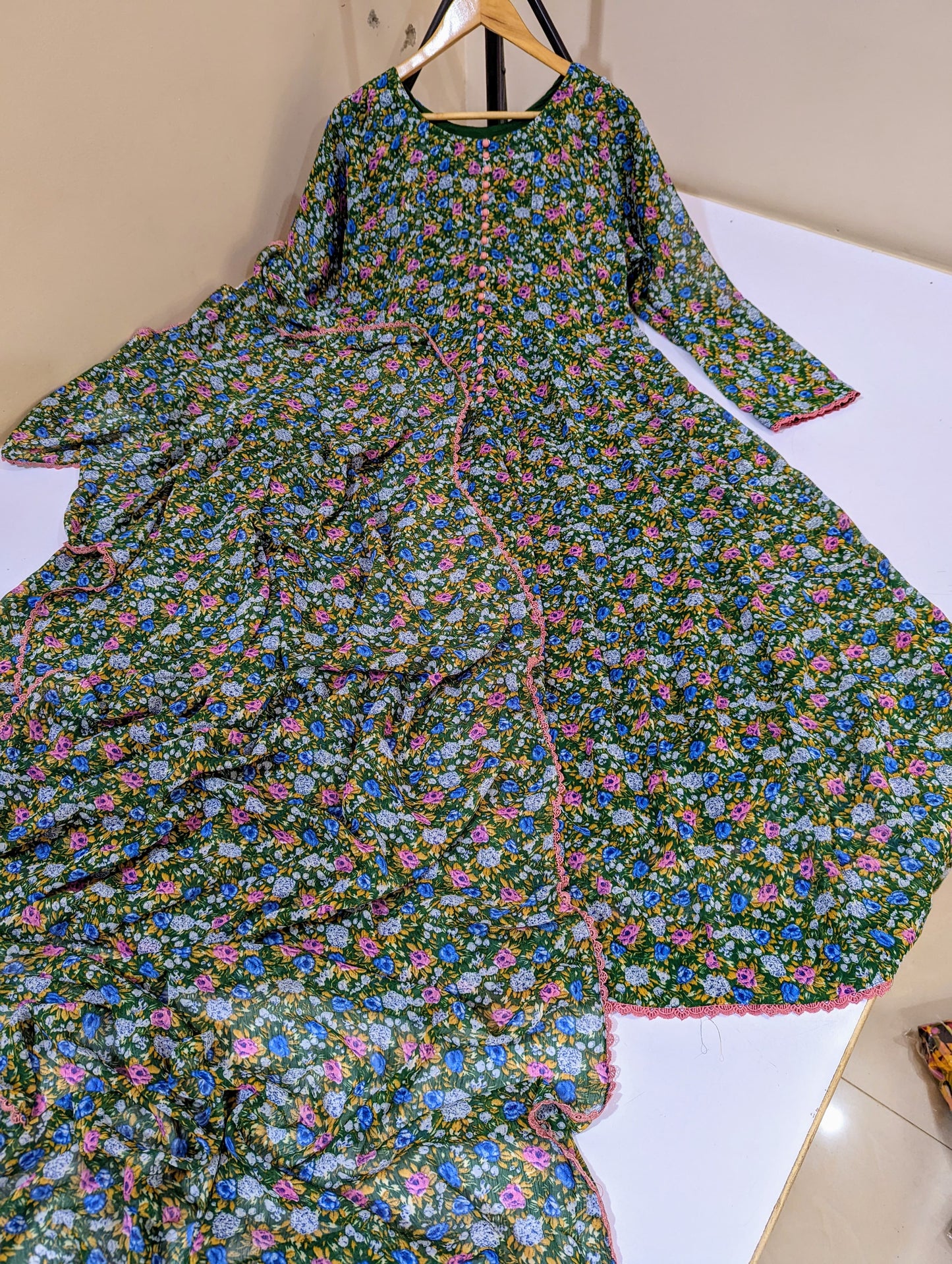 Chiffon Floral Maxi & Dupatta