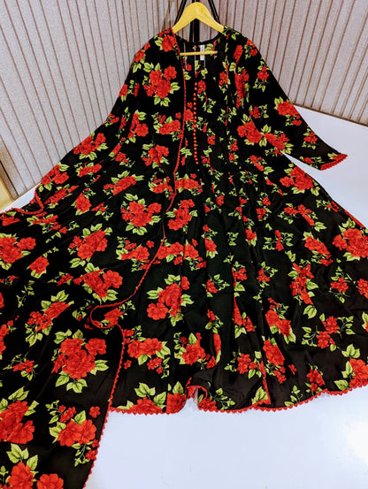 Floral Printed Dupatta Maxi