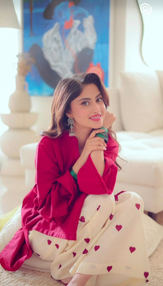 Heart-Embroidered Co-Ord Set