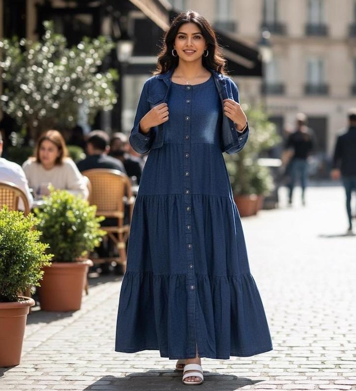 Denim Jacket & Button Down Maxi
