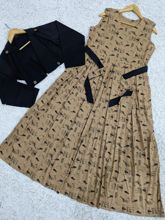 Elegant Print Coat Maxi