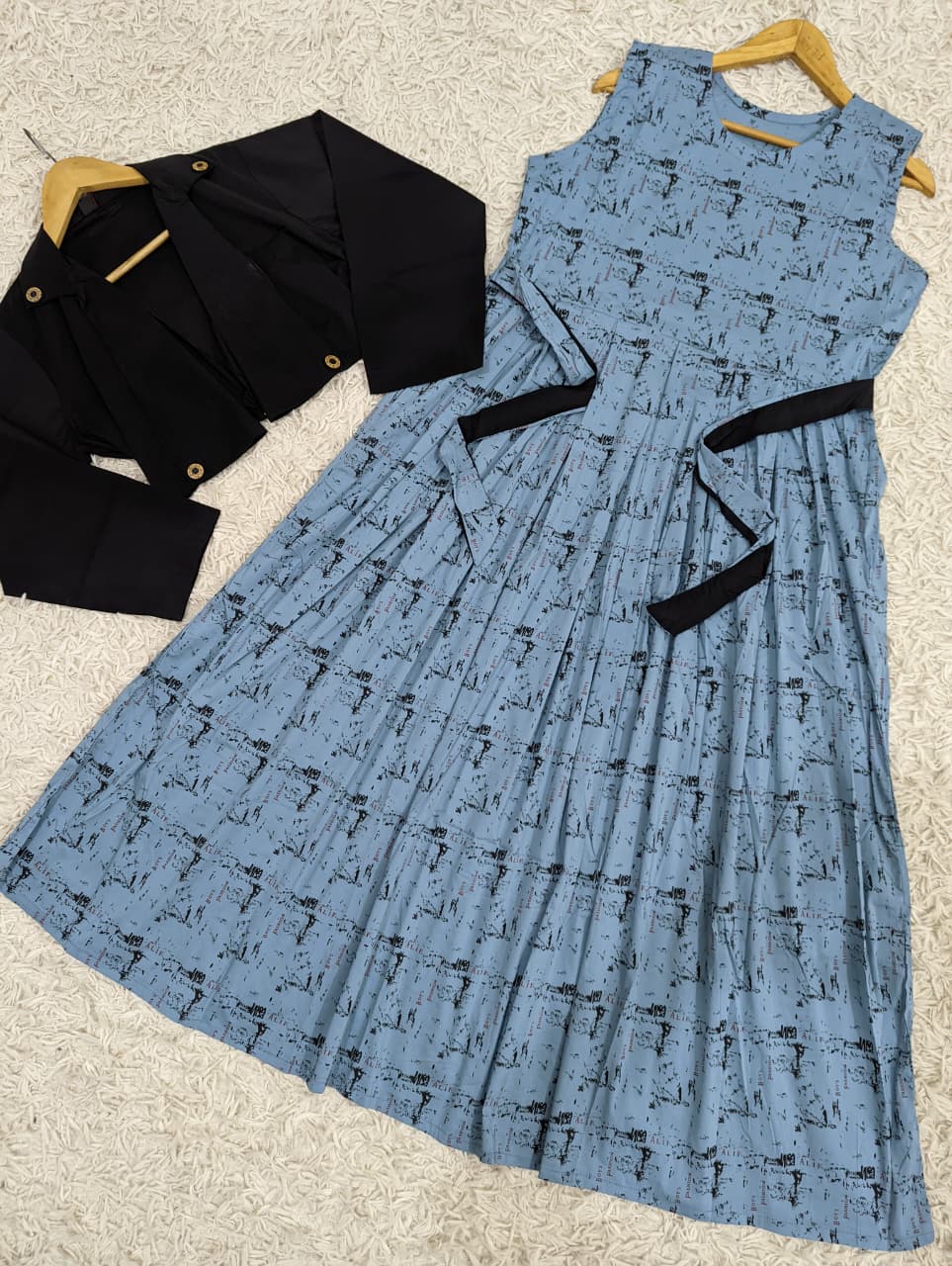 Elegant Print Coat Maxi