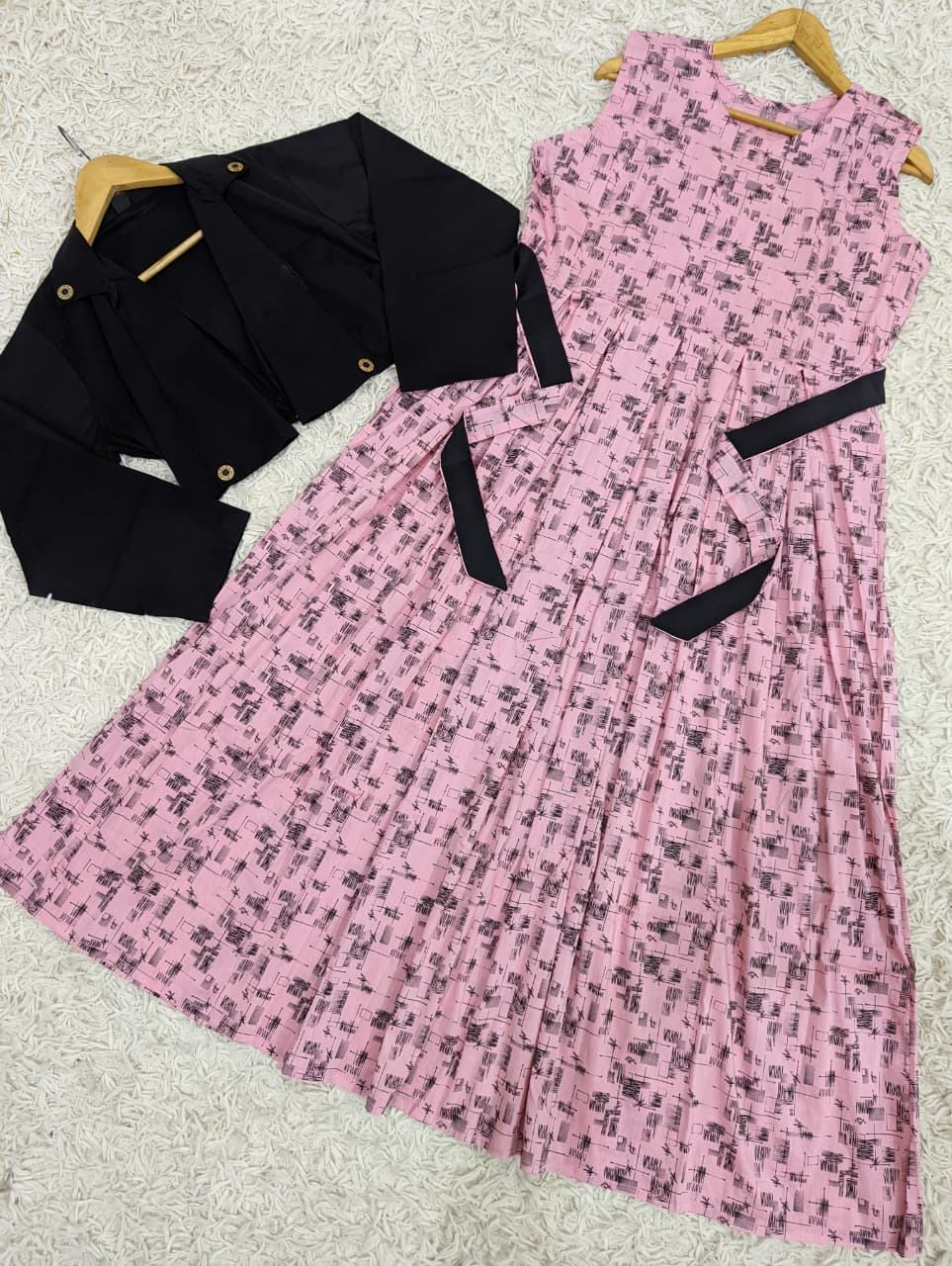 Elegant Print Coat Maxi