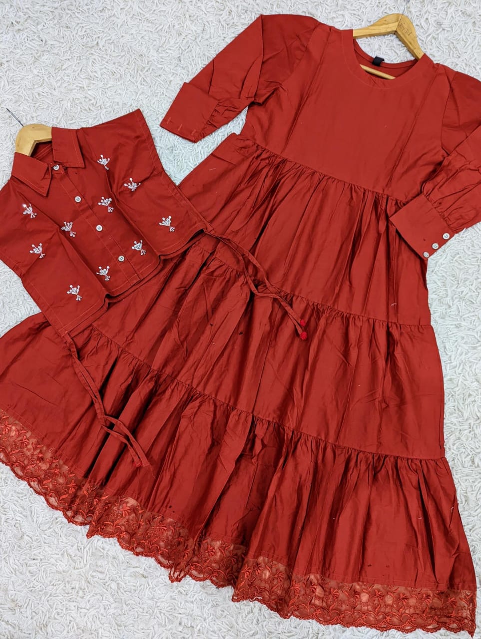 Embroidered Long Frill & Jacket
