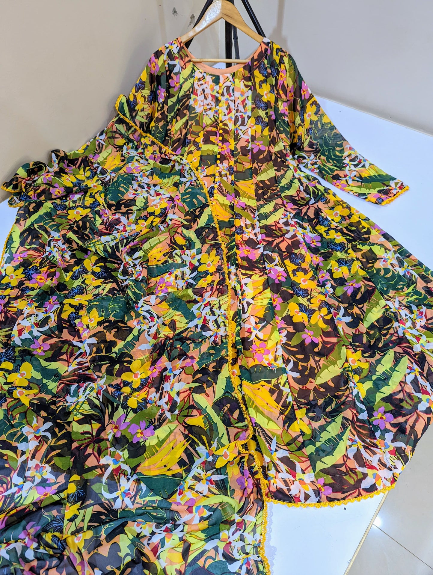 Chiffon Floral Maxi & Dupatta