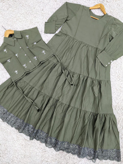 Embroidered Long Frill & Jacket