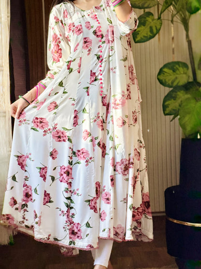 Floral Printed Dupatta Maxi
