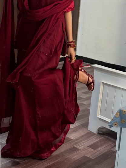 Maroon Sharara Suit