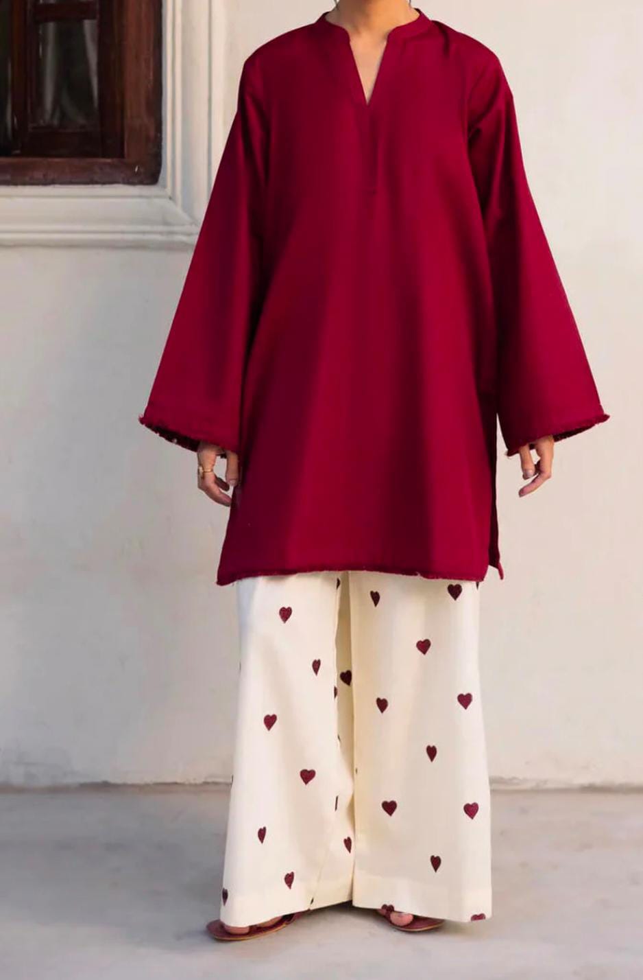 Heart-Embroidered Co-Ord Set