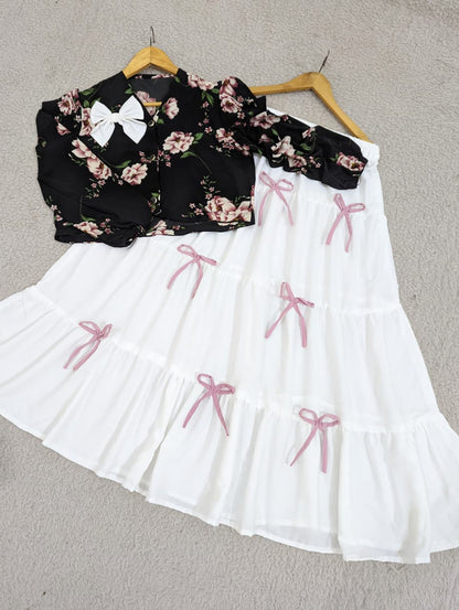 Printed Top & Skirt