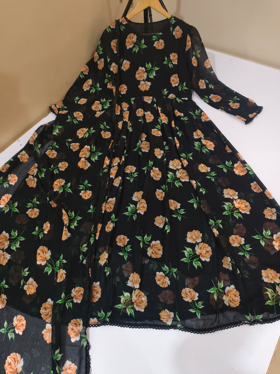 Chiffon Floral Maxi & Dupatta