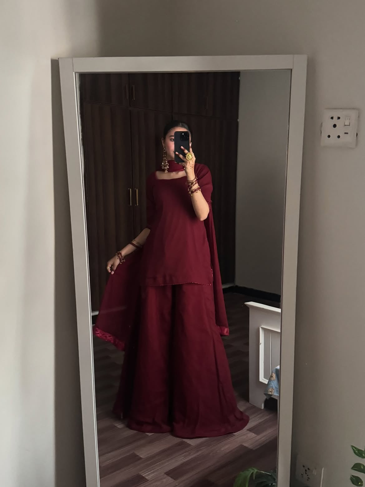 Maroon Sharara Suit